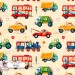 Dino Vehicles exclusive seamless pattern - Beige
