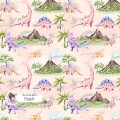 Dinosaurs Girly exclusive seamless pattern - Peach
