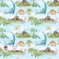 Dinosaurs-Girly exclusive seamless pattern - Sky