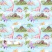 Dinosaurs-Girly exclusive seamless pattern - Sky
