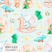Elephants and dino toy exclusive seamless pattern - Mint Grid