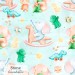 Elephants and dino toy exclusive seamless pattern - Stone