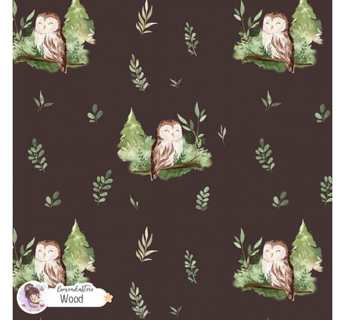 Forest spirit (Owl) exclusive [Coordinate] seamless pattern - Wood