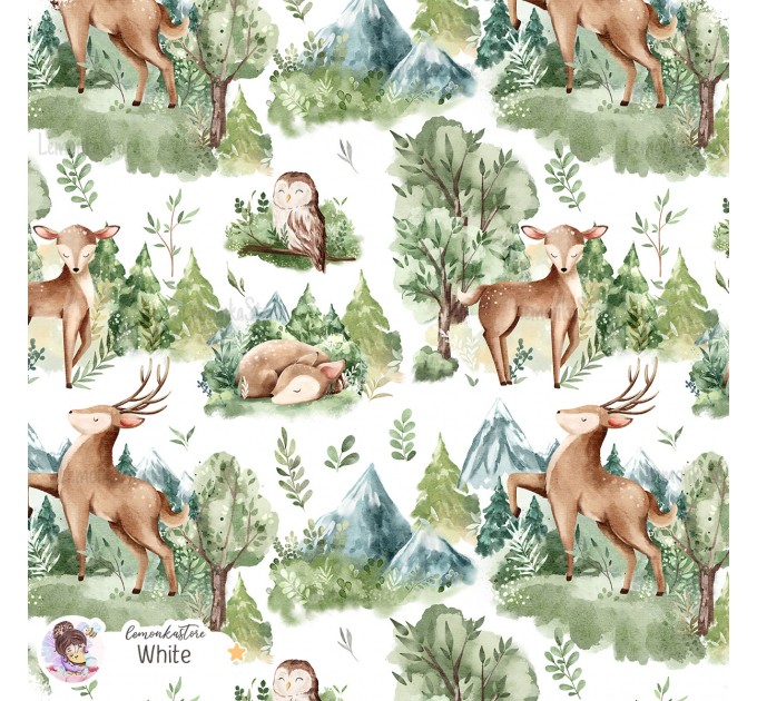 Forest spirit exclusive seamless pattern - White