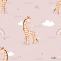 Giraffe Nicole exclusive seamless pattern - Ash