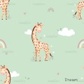 Giraffe Nicole exclusive seamless pattern - Dream