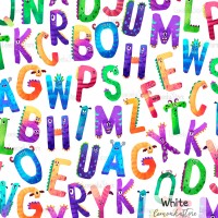 Halloween Alphabet Monsters - White