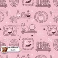 Halloween Lineart exclusive seamless pattern - Blush