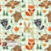 Kite animals exclusive seamless pattern - Green Gingham