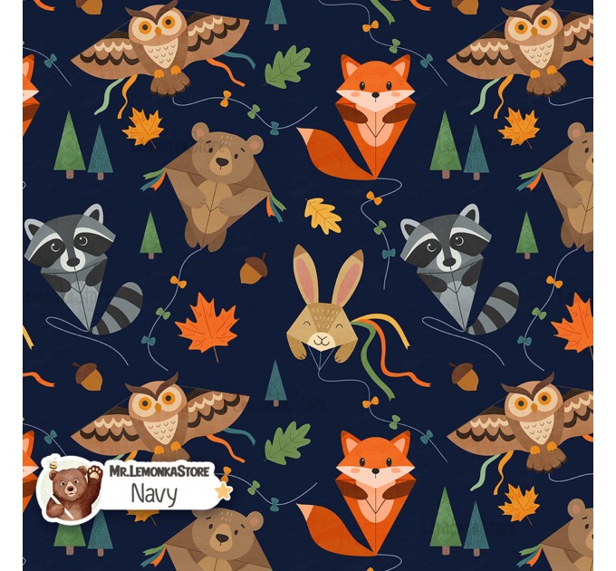 Kite animals exclusive seamless pattern - Navy
