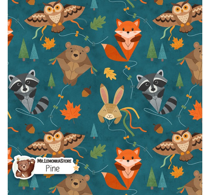 Kite animals exclusive seamless pattern - Pine