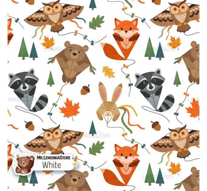 Kite animals seamless pattern - White [Non-Exclusive]