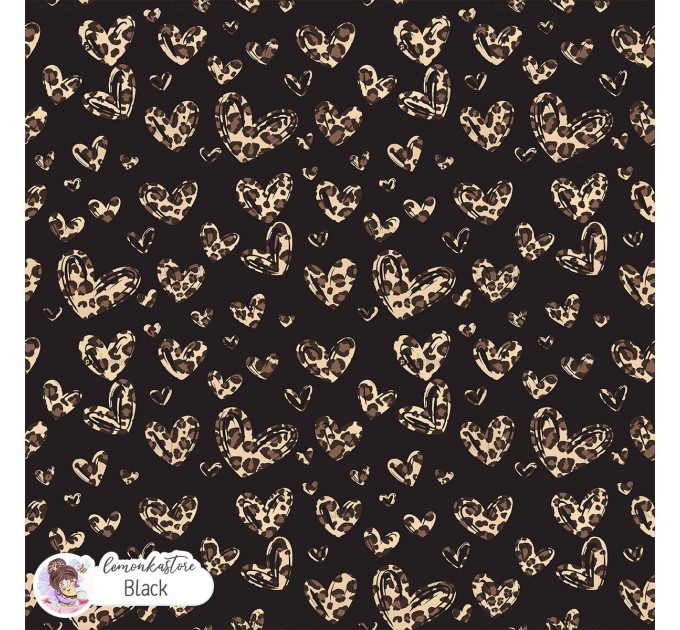 Leopard Hearts Type-1 exclusive seamless pattern - Black