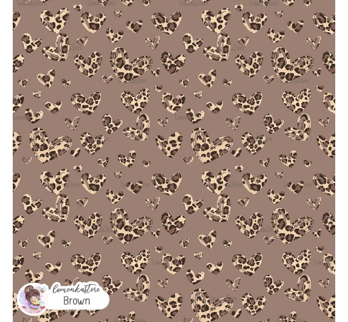 Leopard Hearts Type-1 exclusive seamless pattern - Brown