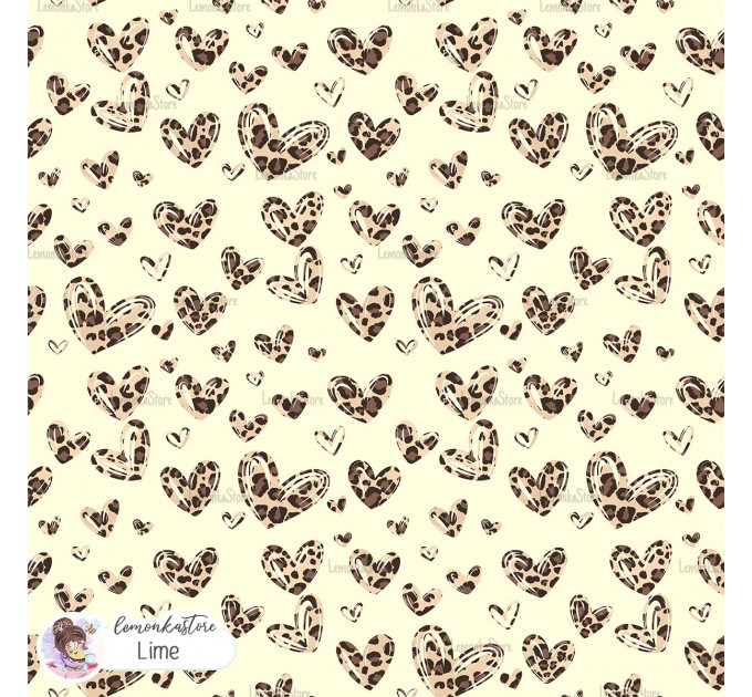 Leopard Hearts Type-1 exclusive seamless pattern - Lime