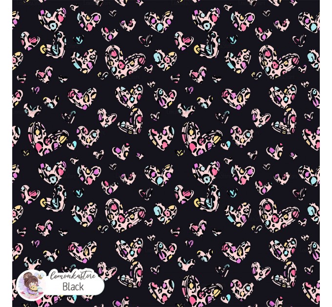 Leopard Hearts Type-10 exclusive seamless pattern - Black