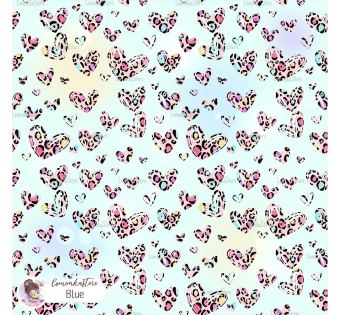 Leopard Hearts Type-10 exclusive seamless pattern - Blue