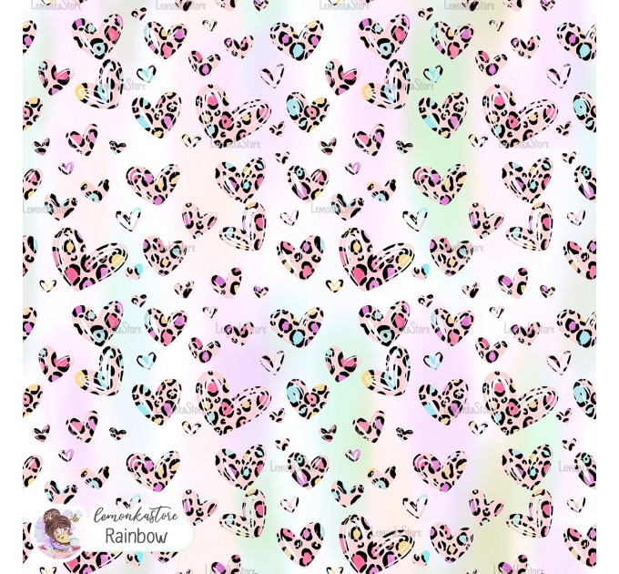 Leopard Hearts Type-10 exclusive seamless pattern - Rainbow