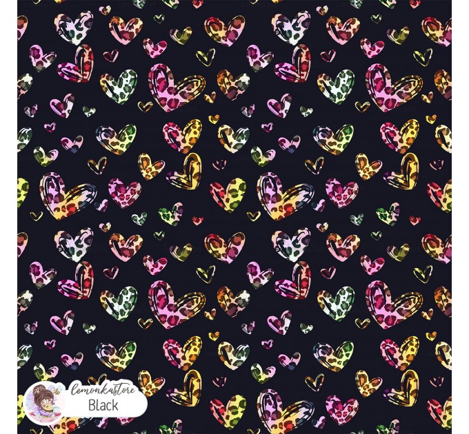 Leopard Hearts Type-2 exclusive seamless pattern - Black