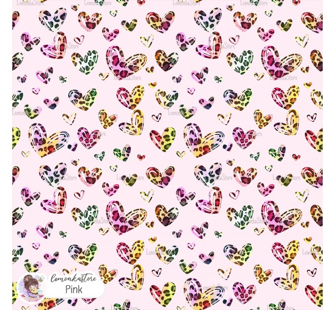 Leopard Hearts Type-2 exclusive seamless pattern - Pink