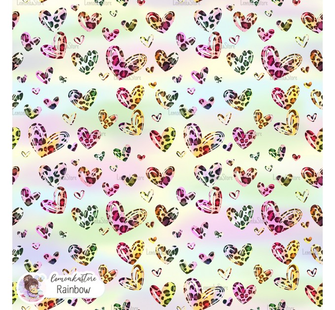 Leopard Hearts Type-2 exclusive seamless pattern - Rainbow