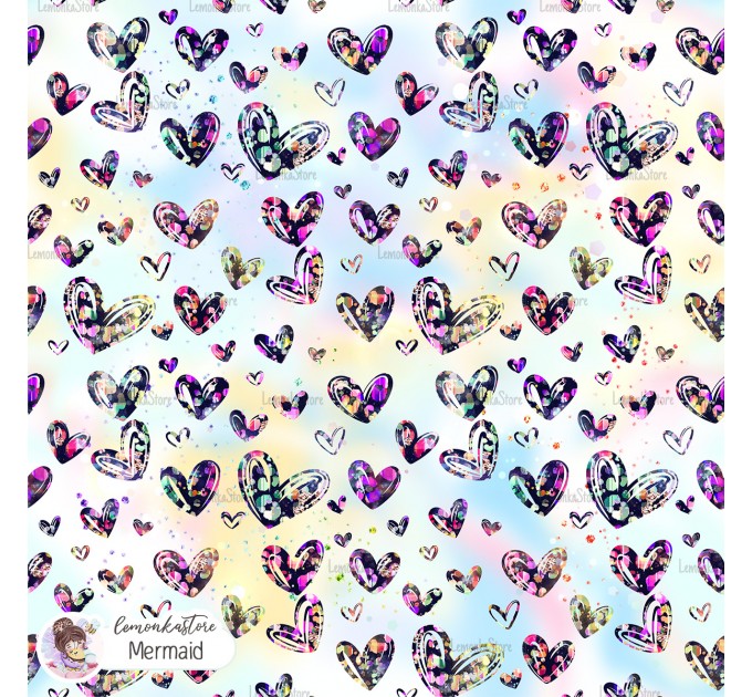 Leopard Hearts Type-3 exclusive seamless pattern - Mermaid