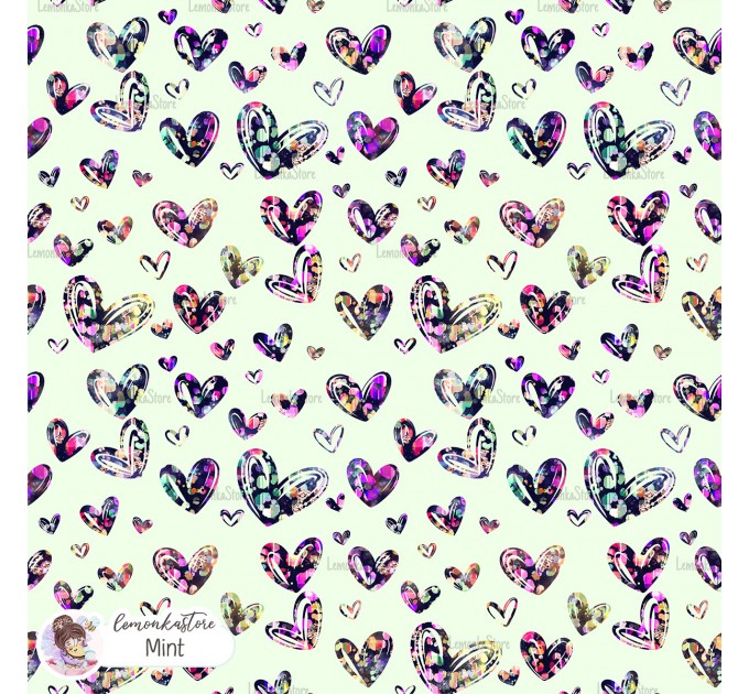 Leopard Hearts Type-3 exclusive seamless pattern - Mint