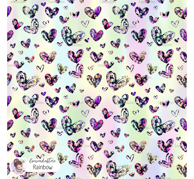 Leopard Hearts Type-3 exclusive seamless pattern - Rainbow