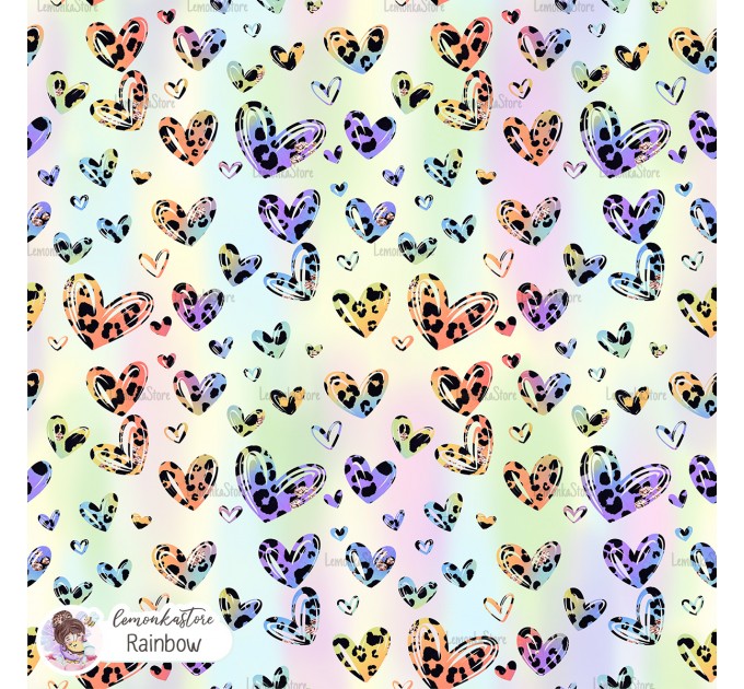 Leopard Hearts Type-4 exclusive seamless pattern - Rainbow