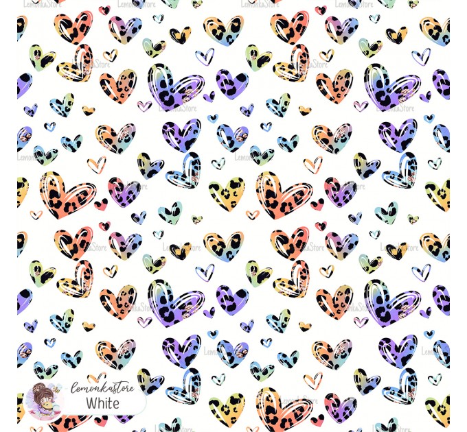 Leopard Hearts Type-4 exclusive seamless pattern - White