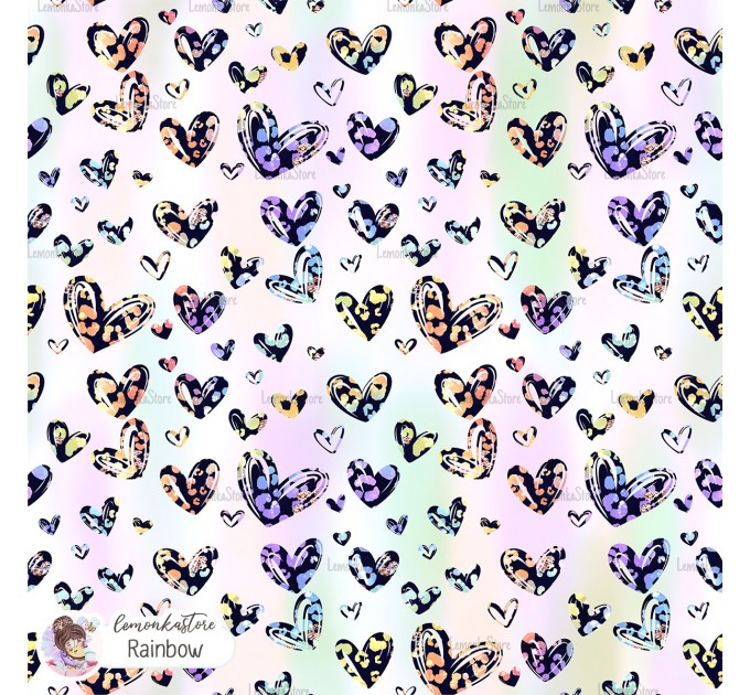Leopard Hearts Type-5 exclusive seamless pattern - Rainbow