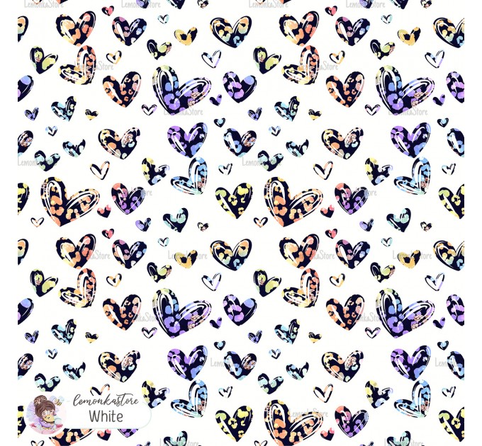 Leopard Hearts Type-5 exclusive seamless pattern - White