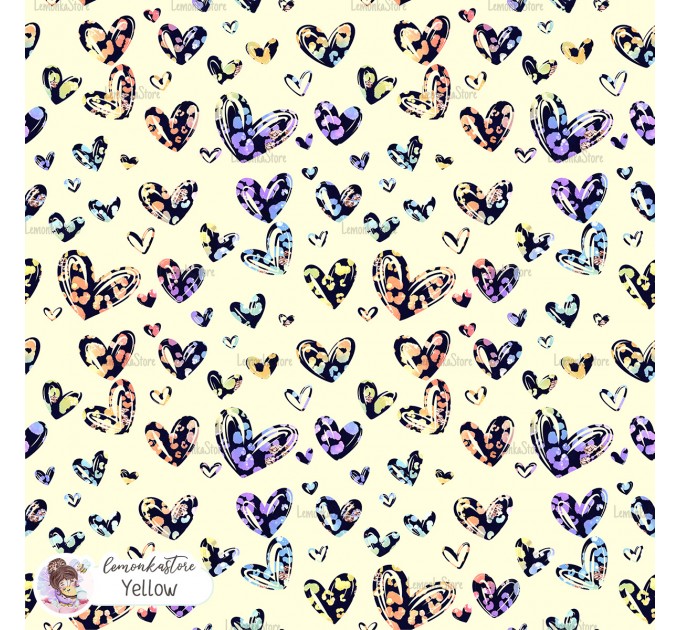 Leopard Hearts Type-5 exclusive seamless pattern - Yellow