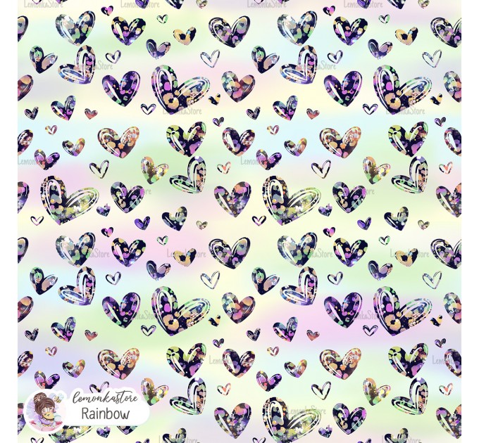 Leopard Hearts Type-6 exclusive seamless pattern - Rainbow