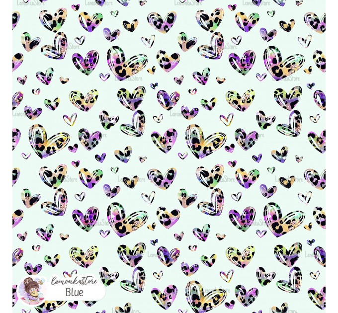 Leopard Hearts Type-7 exclusive seamless pattern - Blue