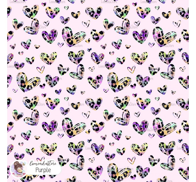 Leopard Hearts Type-7 exclusive seamless pattern - Purple