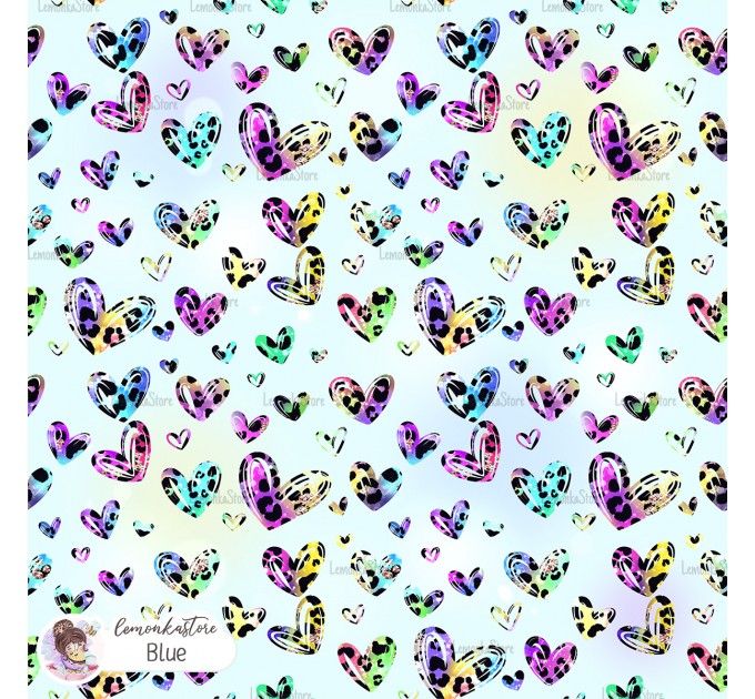 Leopard Hearts Type-8 exclusive seamless pattern - Blue