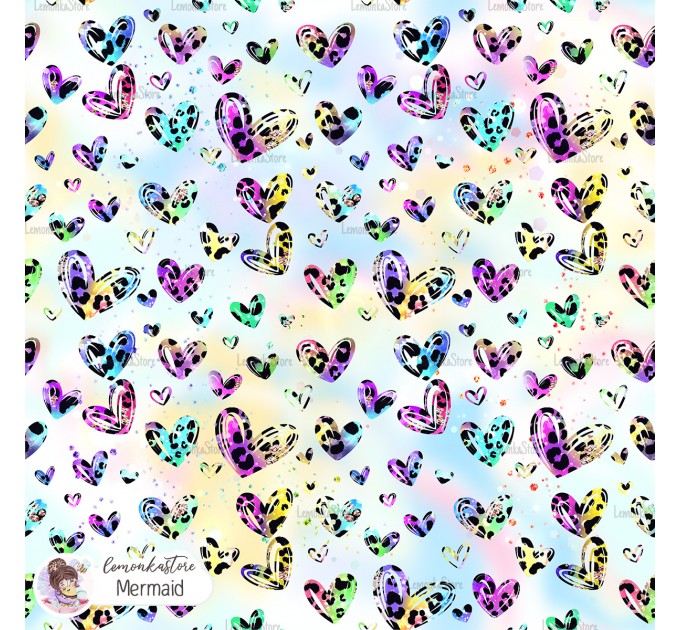Leopard Hearts Type-8 exclusive seamless pattern - Mermaid