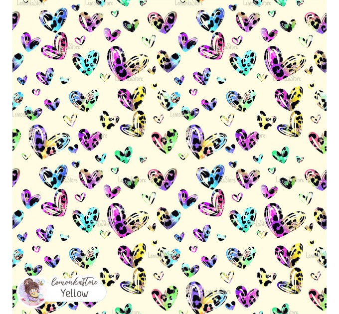 Leopard Hearts Type-8 exclusive seamless pattern - Yellow
