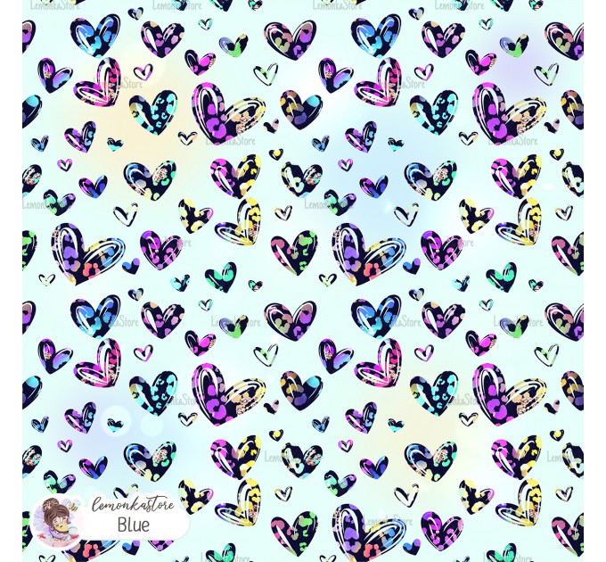 Leopard Hearts Type-9 exclusive seamless pattern - Blue