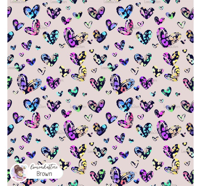 Leopard Hearts Type-9 exclusive seamless pattern - Brown