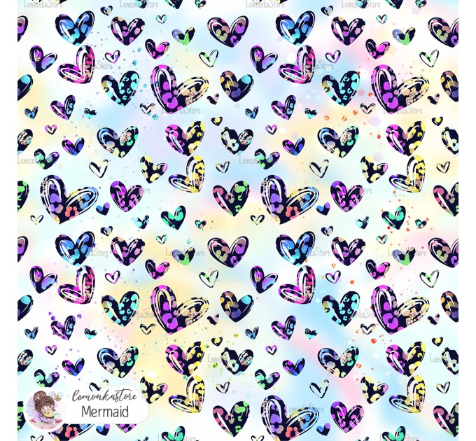 Leopard Hearts Type-9 exclusive seamless pattern - Mermaid