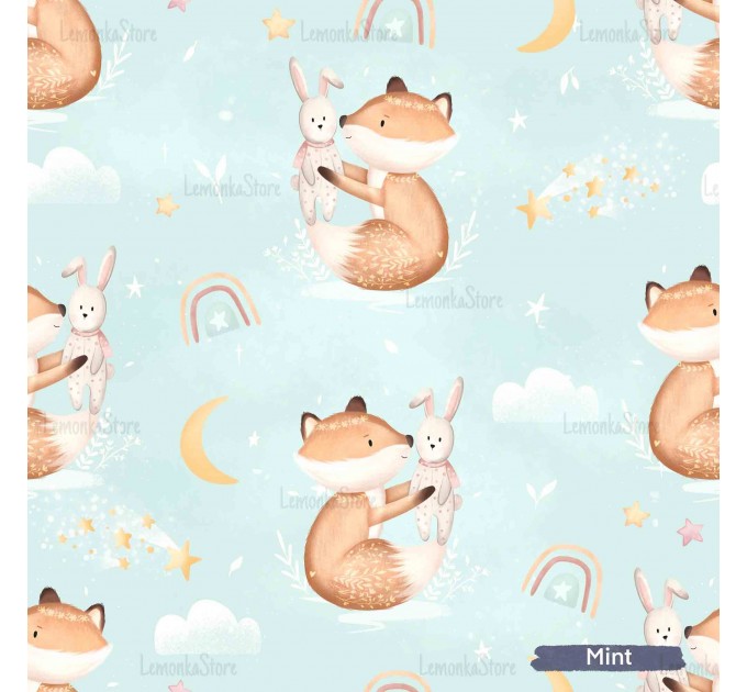 Little Fox with Bunny - Mint
