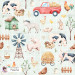 Little Farm exclusive seamless pattern - Pistachio