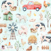 Little Farm exclusive seamless pattern - Sea foam
