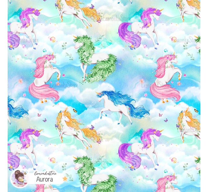 Magical Unicorns exclusive seamless pattern - Aurora