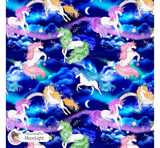 Magical Unicorns exclusive seamless pattern - Moonlight