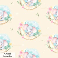 Mama and baby elephants - Cream