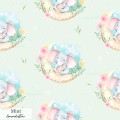 Mama and baby elephants exclusive seamless pattern - Mint