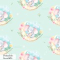 Mama and baby elephants exclusive seamless pattern - Pistachio